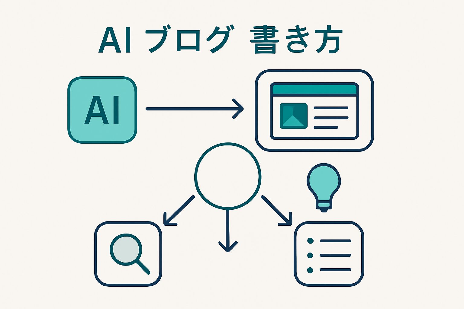 AI ブログ 書き方 の要点を図解した概念図