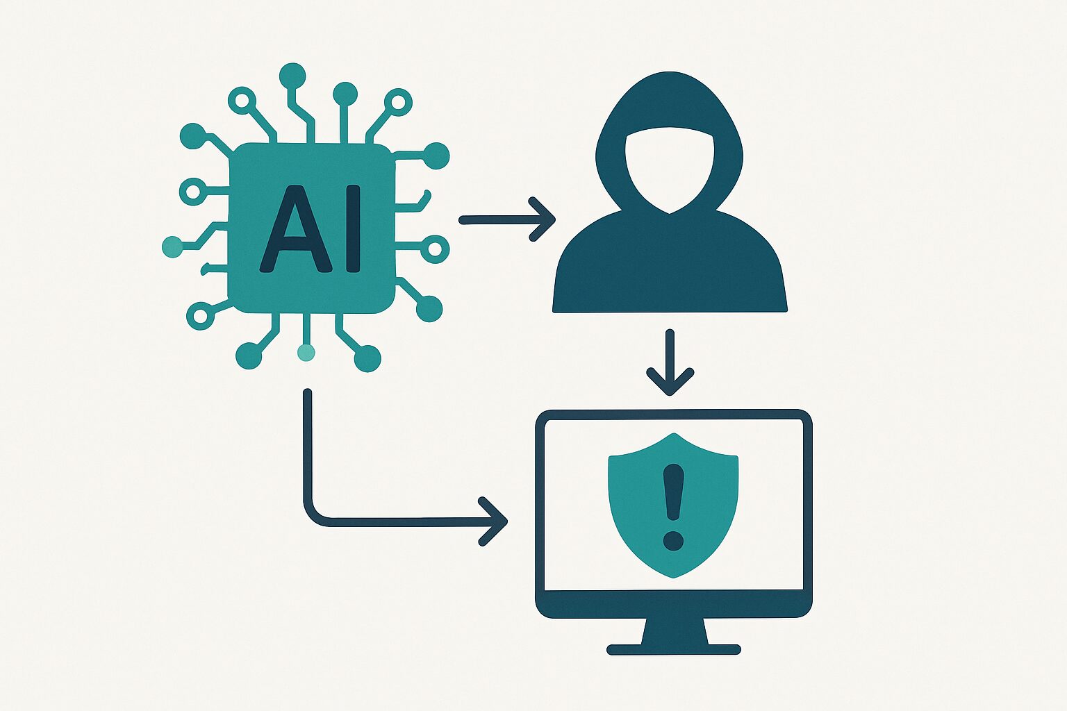 AI サイバー攻撃 の要点を図解した概念図